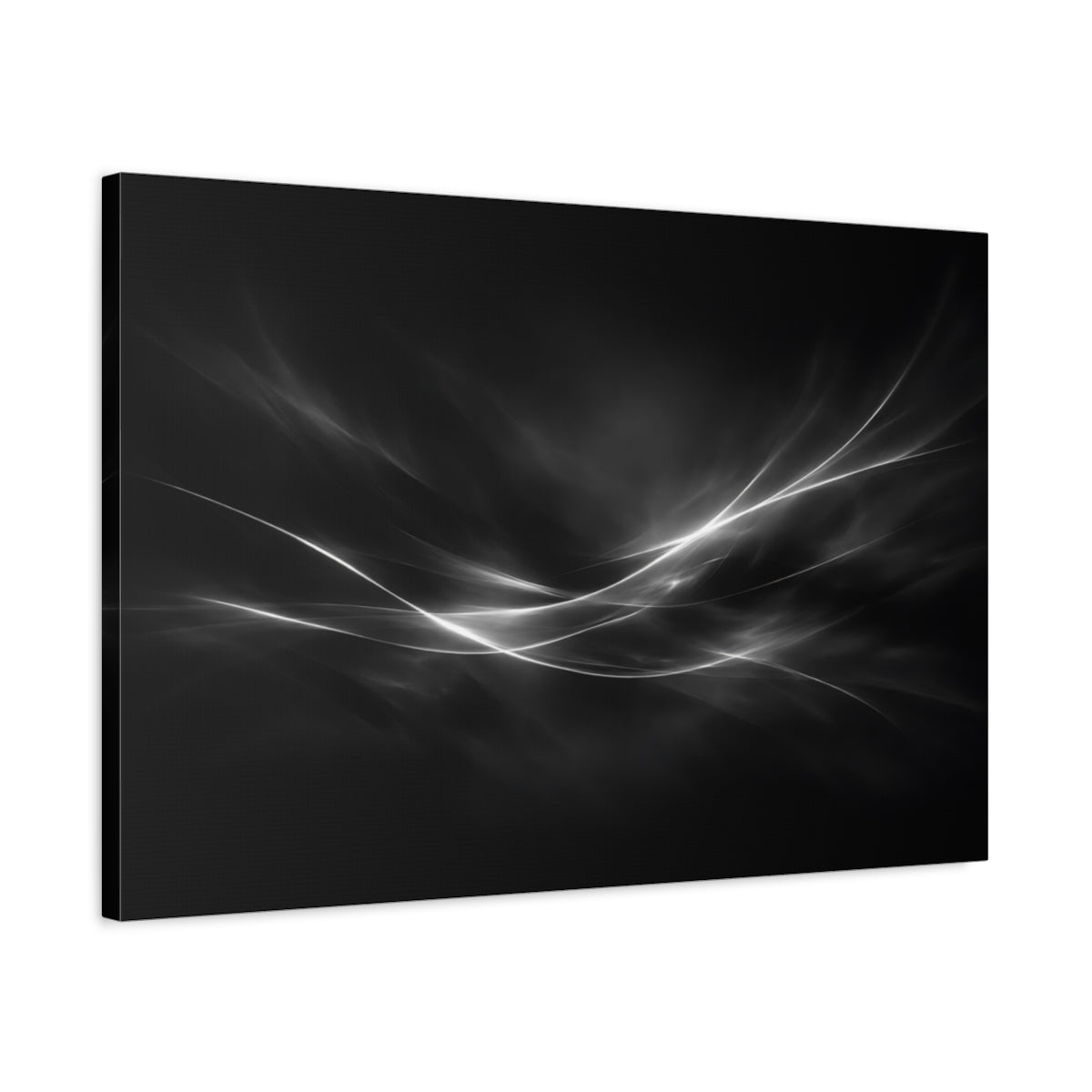 Side Mockup 2. Abstract Abstract Light Black White Abstract shown as stretched canvas wall art