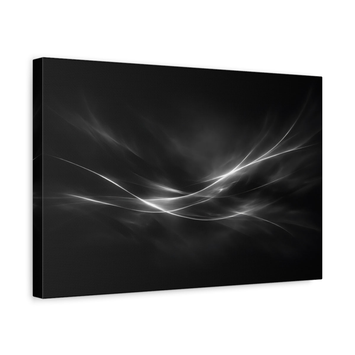 Side Mockup 4. Abstract Abstract Light Black White Abstract shown as stretched canvas wall art