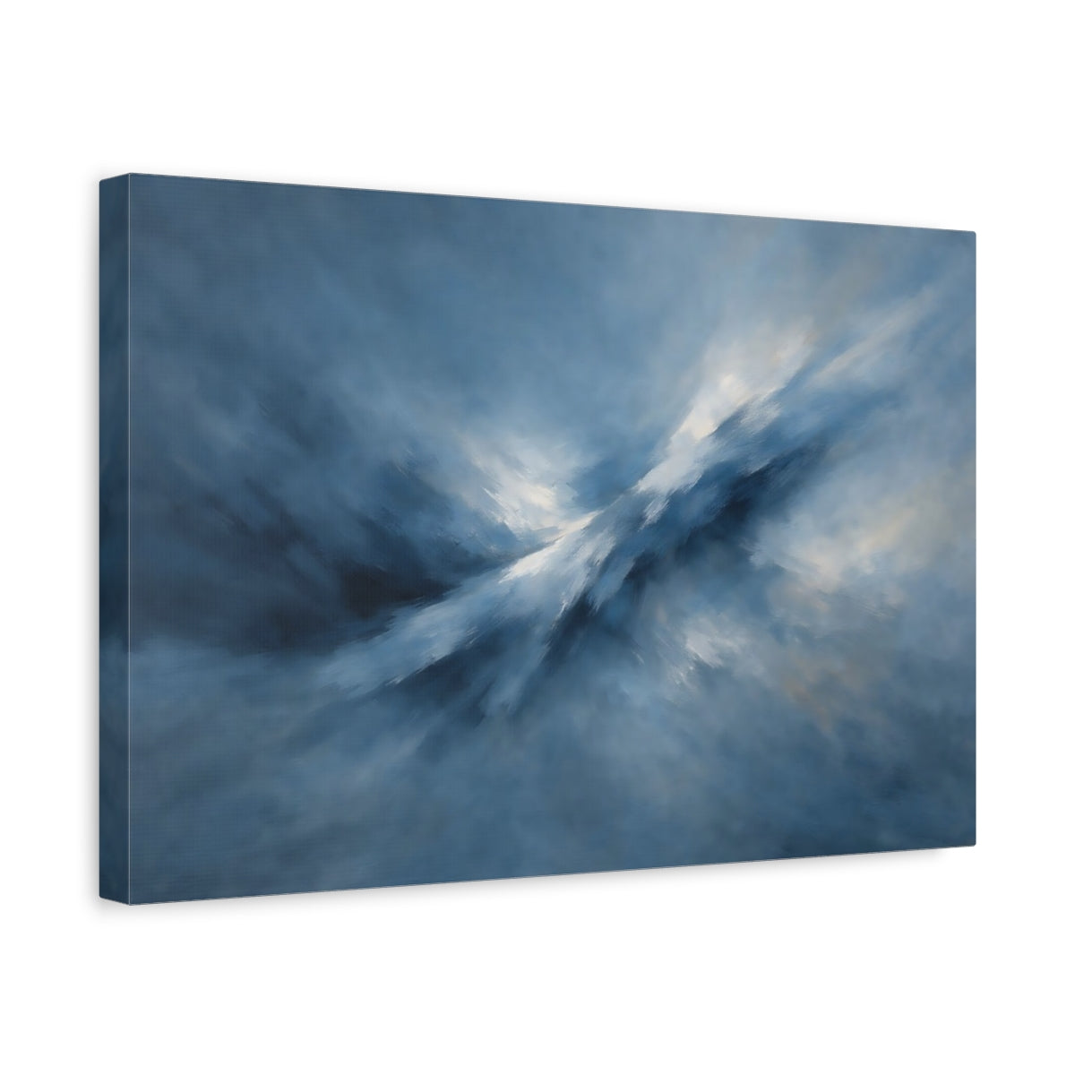 Side Mockup 4. Abstract Abstract Light Blue Abstract Light shown as stretched canvas wall art