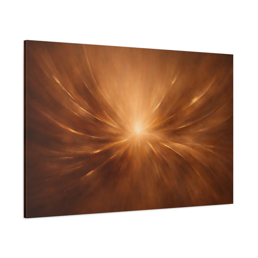 Main Mockup. Abstract Light Burst Gold Brown Abstract shown as stretched canvas wall art