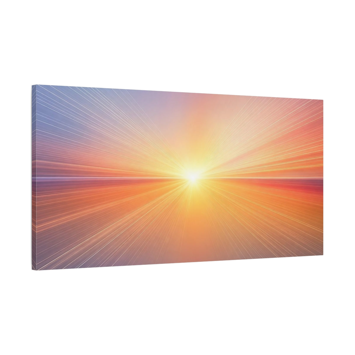 Main Mockup. Abstract Light Burst Orange Blue Abstract shown as stretched canvas wall art