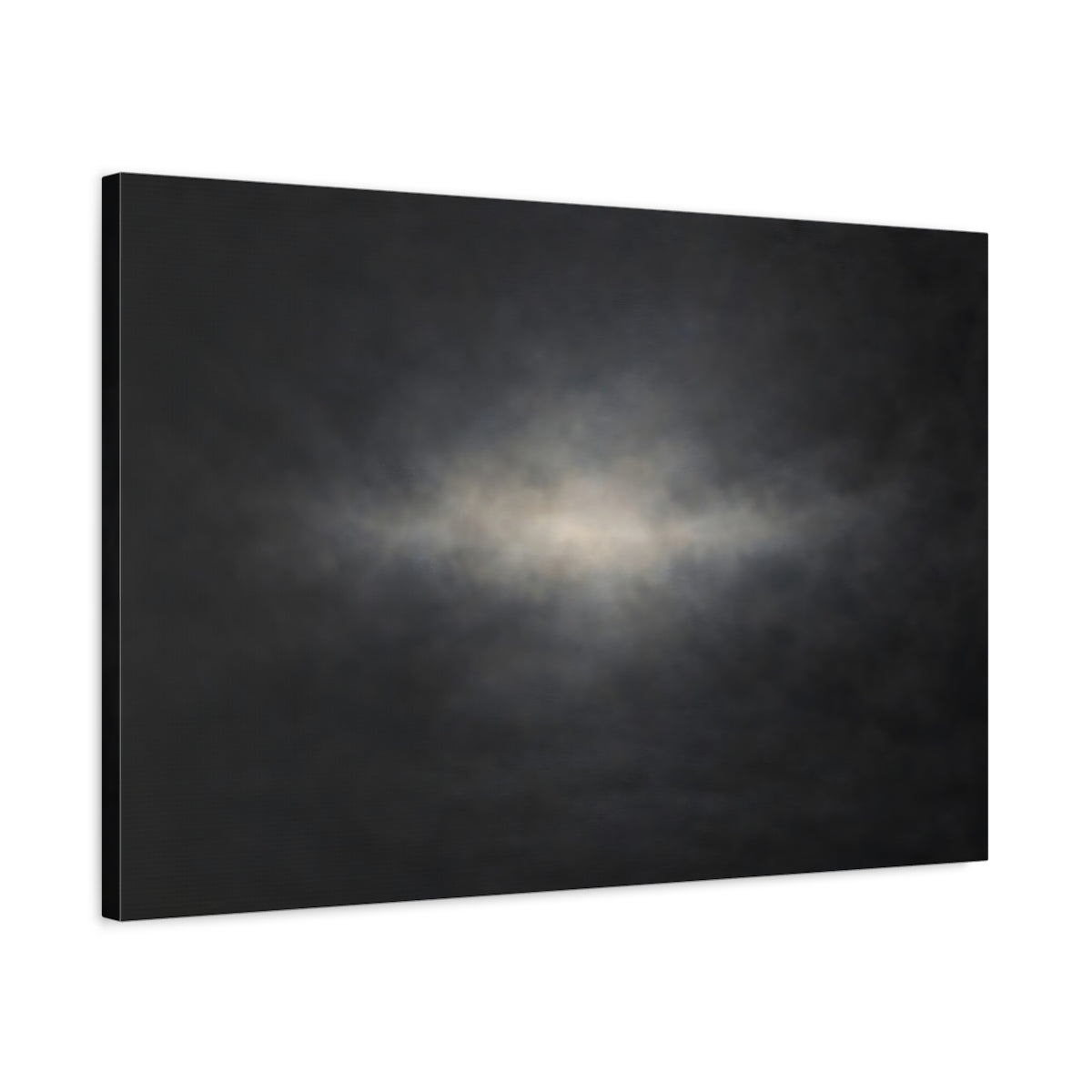 Side Mockup 2. Abstract Light Glow Dark Abstract shown as stretched canvas wall art