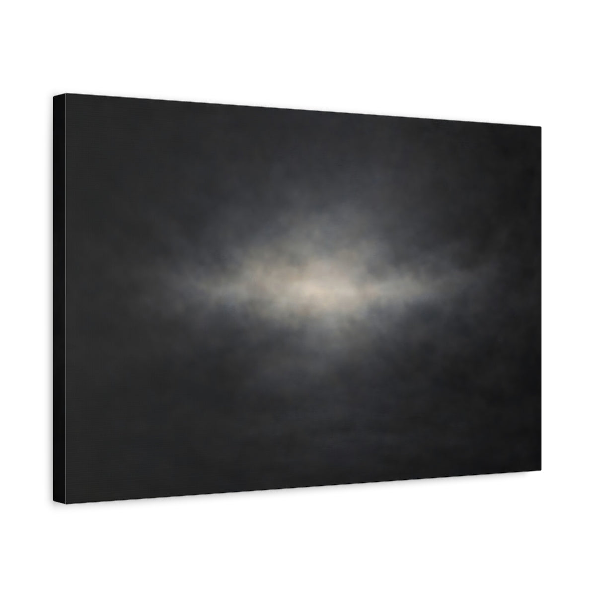 Side Mockup 3. Abstract Light Glow Dark Abstract shown as stretched canvas wall art