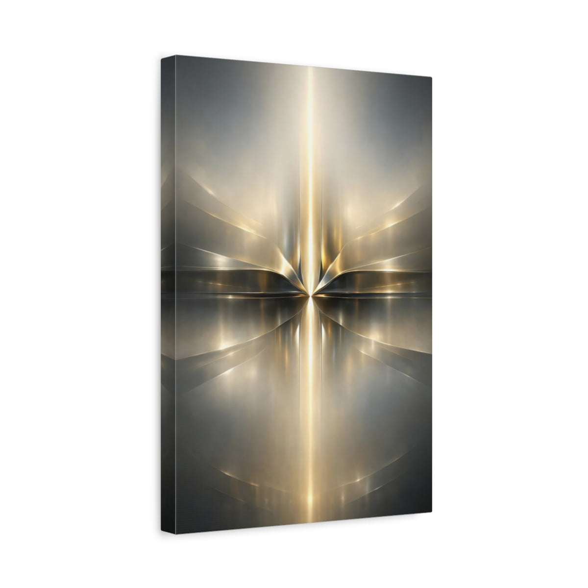 Side Mockup 4. Abstract Abstract Light Gold And Silver Abstract shown as stretched canvas wall art