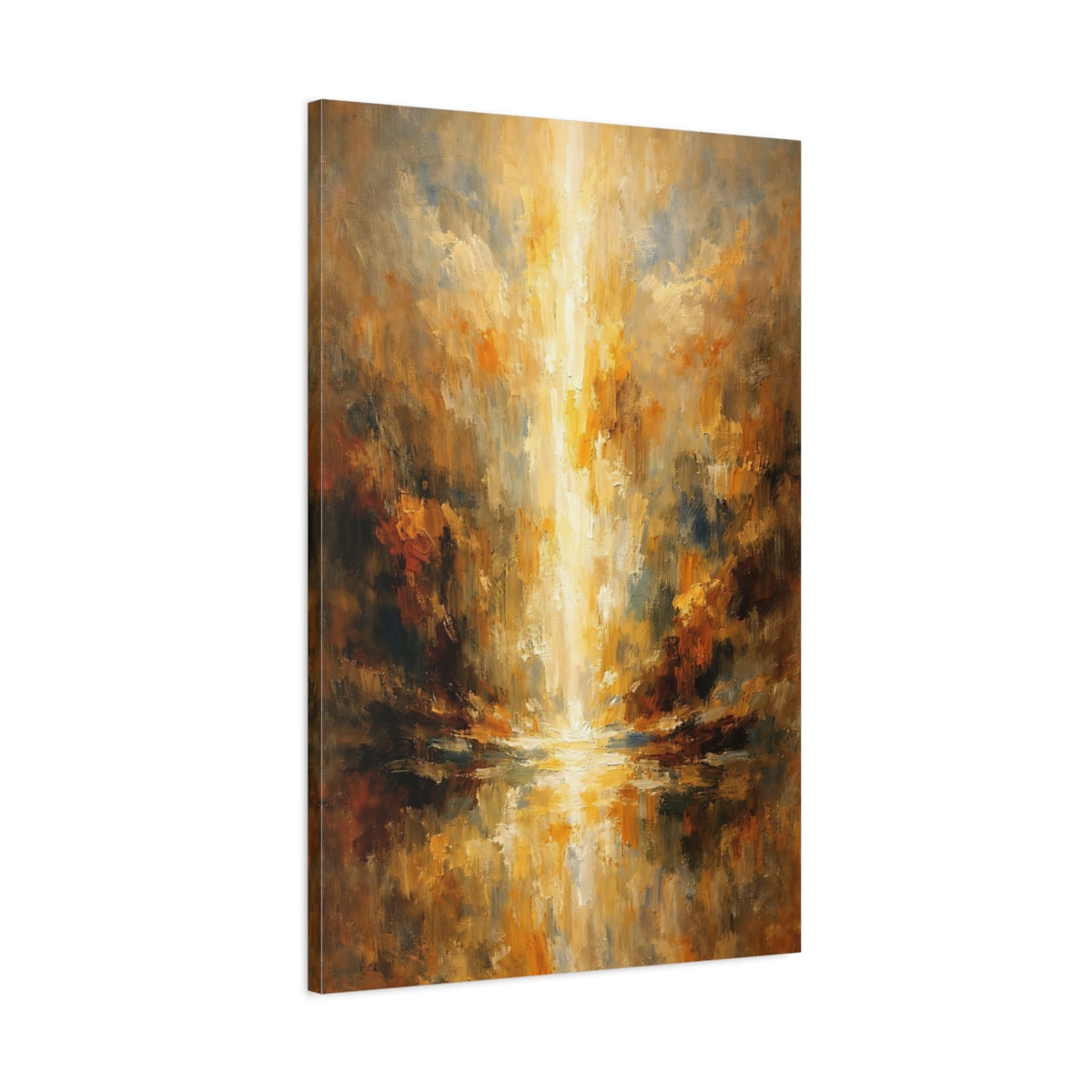 Side Mockup 1. Abstract Abstract Light Golden Glow Abstract shown as stretched canvas wall art