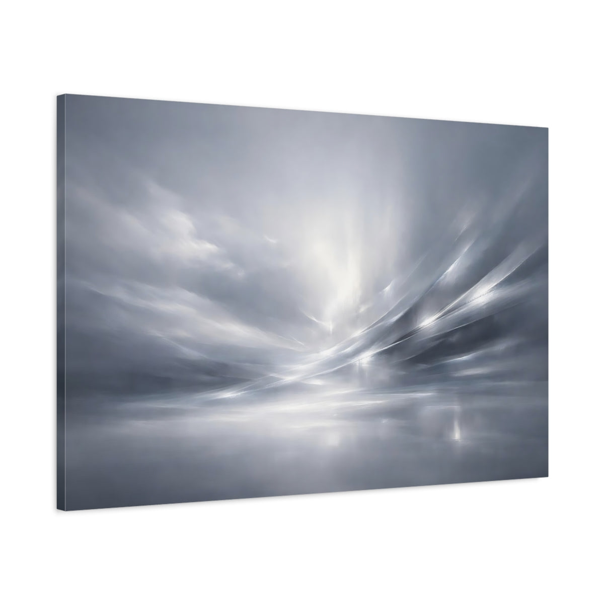 Side Mockup 1. Abstract Abstract Light Monochrome Abstract shown as stretched canvas wall art