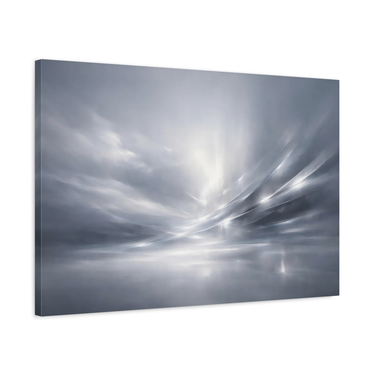 Side Mockup 2. Abstract Abstract Light Monochrome Abstract shown as stretched canvas wall art