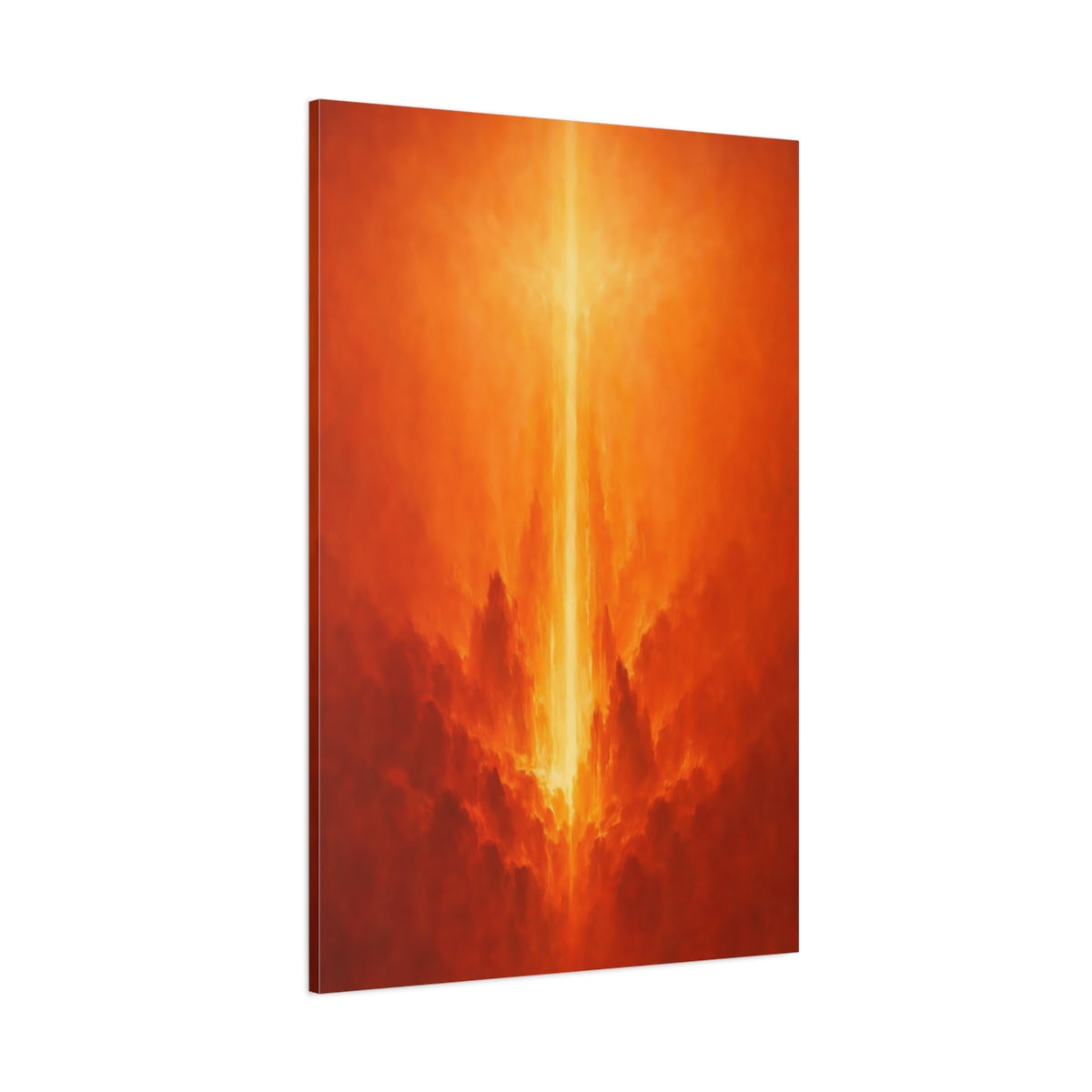 Main Mockup. Abstract Light Pillar Orange Light shown as stretched canvas wall art