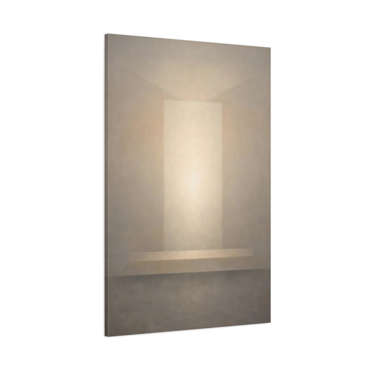 Main Mockup. Abstract Light Portal Cream And Grey shown as stretched canvas wall art