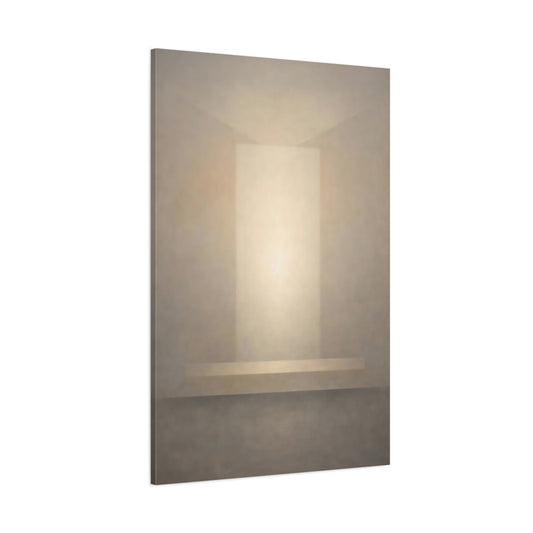 Main Mockup. Abstract Light Portal Cream And Grey shown as stretched canvas wall art