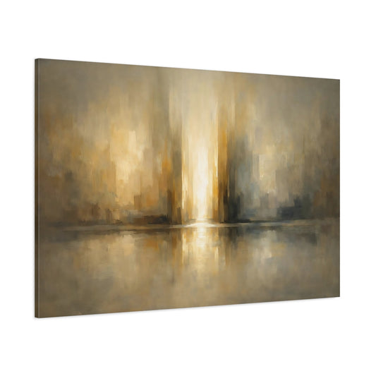 Main Mockup. Abstract Light Reflection Golden Abstract shown as stretched canvas wall art