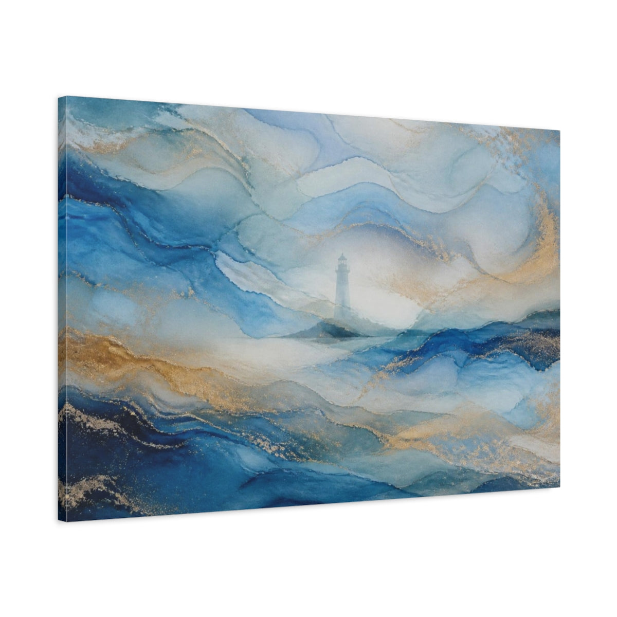 Main Mockup. Abstract Lighthouse Seascape shown as canvas print