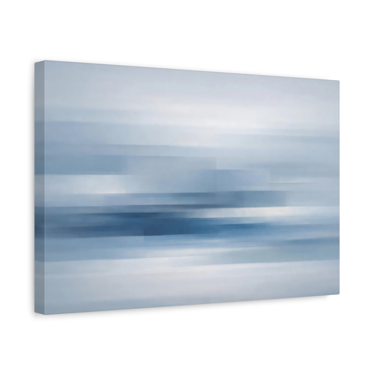 Side Mockup 4. Abstract Abstract Lines Blue And White Abstract shown as stretched canvas wall art