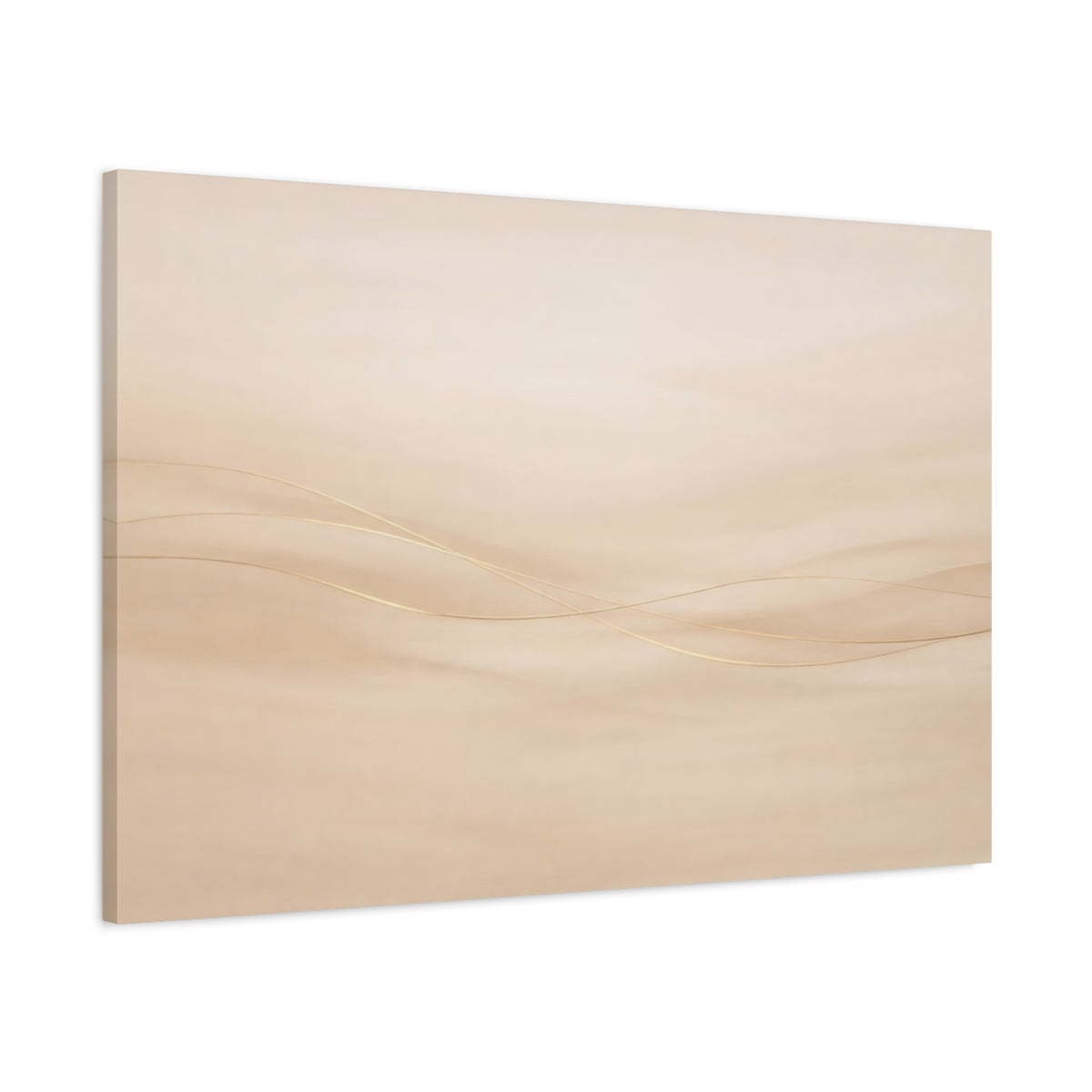 Side Mockup 1. Abstract Abstract Lines Neutral Gold Abstract shown as stretched canvas wall art