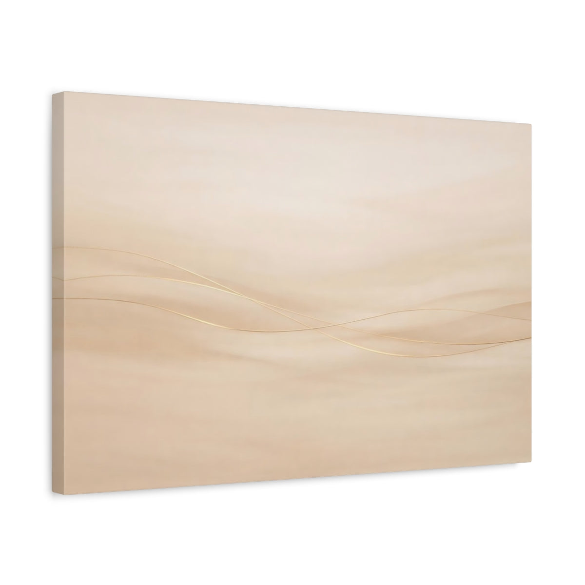 Side Mockup 3. Abstract Abstract Lines Neutral Gold Abstract shown as stretched canvas wall art