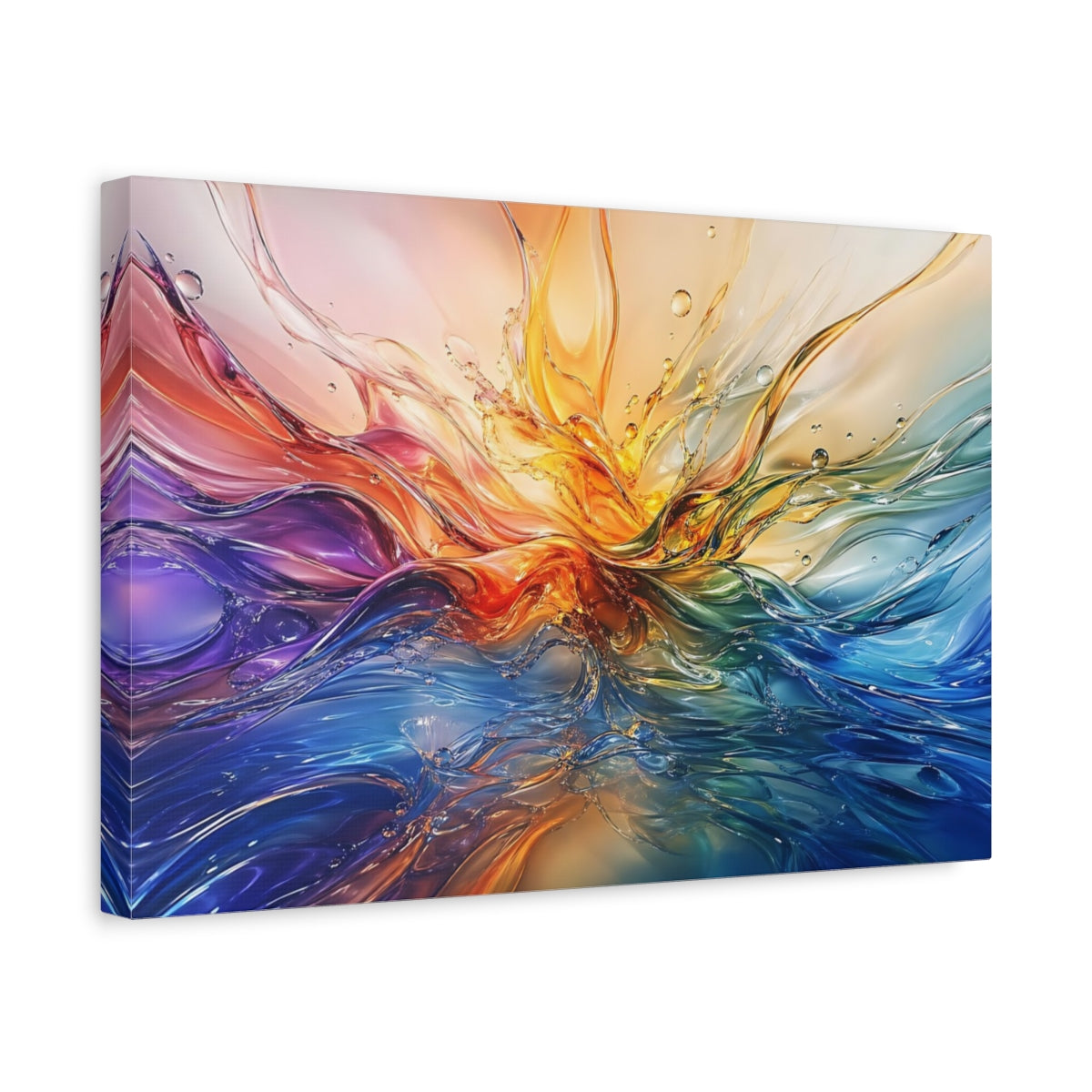 Side Mockup 4. Abstract Liquid Abstract Colorful Abstract shown as stretched canvas wall art