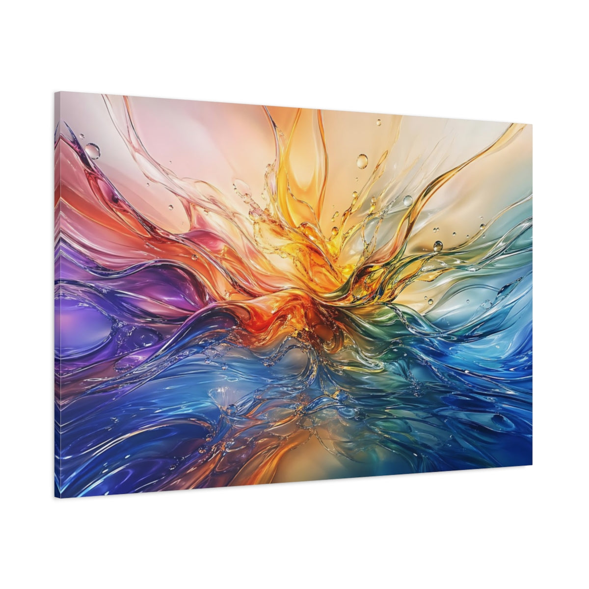 Side Mockup 1. Abstract Liquid Abstract Colorful Abstract shown as stretched canvas wall art