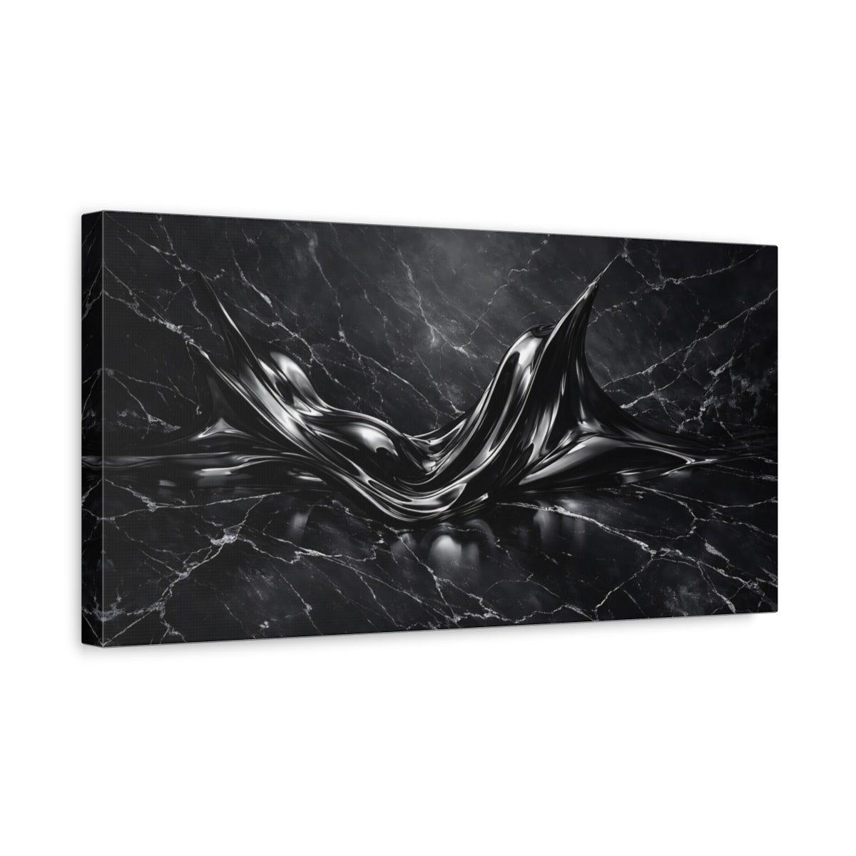 Side Mockup 3. Abstract Abstract Liquid Dark Abstract shown as stretched canvas wall art