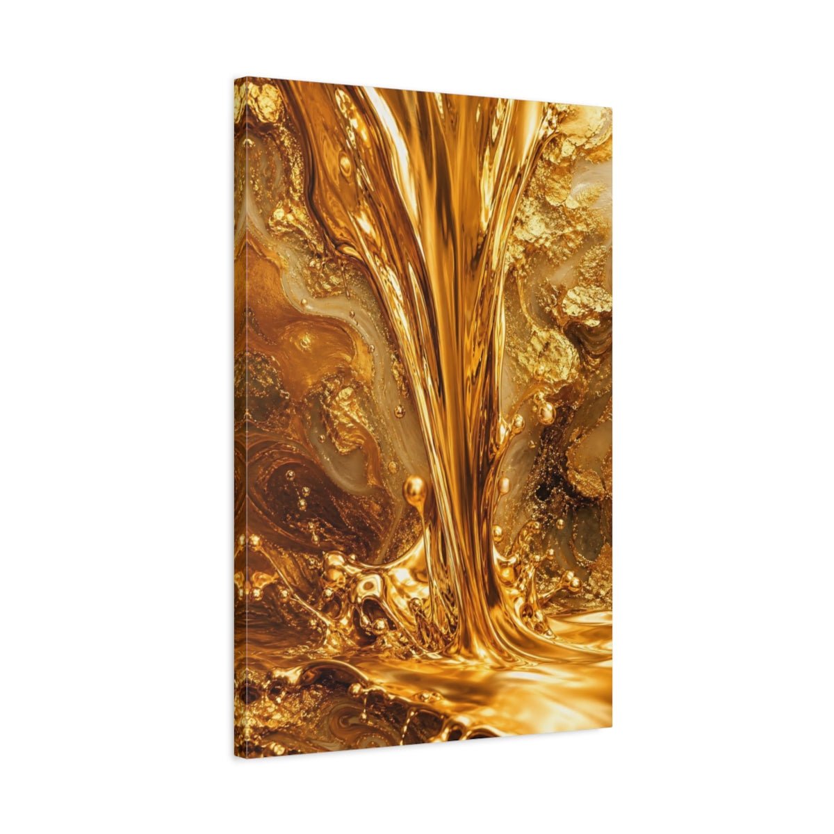 Abstract Liquid Gold Canvas Wall Art Print – Living Room, Above Console Table - YesArtYes