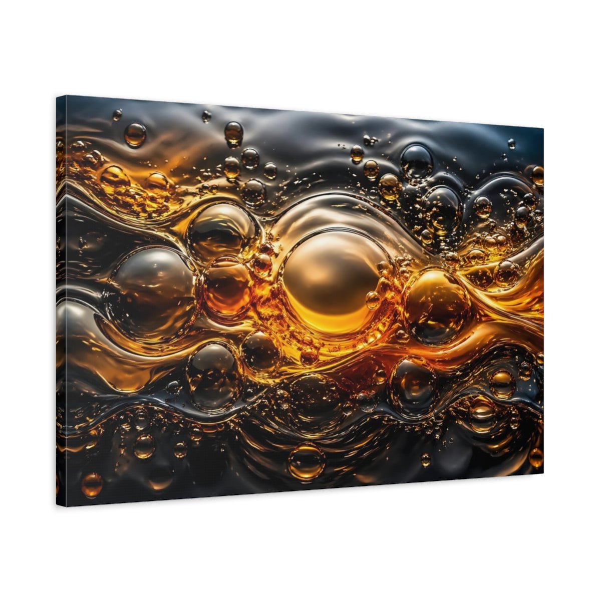 Abstract Liquid Gold Golden Canvas Print – Living Room, Above Sofa - YesArtYes