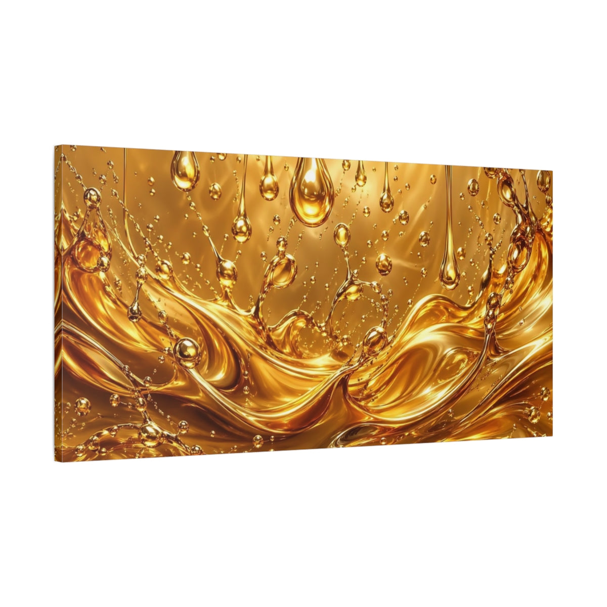 Main Mockup. Abstract Liquid Gold Golden Liquid shown as stretched canvas wall art