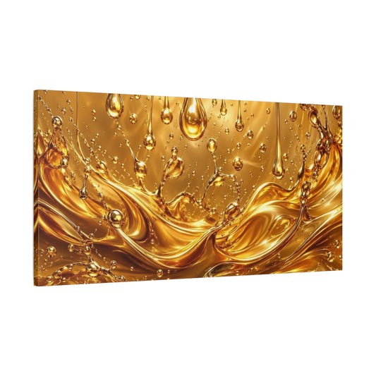 Main Mockup. Abstract Liquid Gold Golden Liquid shown as stretched canvas wall art