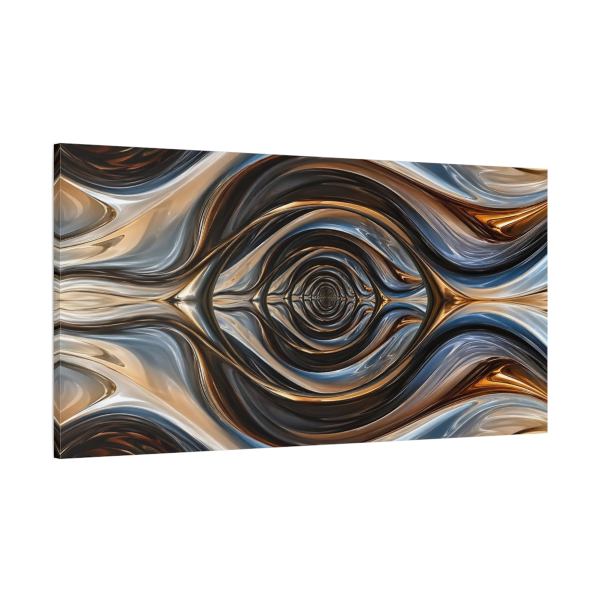 Side Mockup 2. Abstract Abstract Liquid Metallic Abstract Swirls shown as stretched canvas wall art
