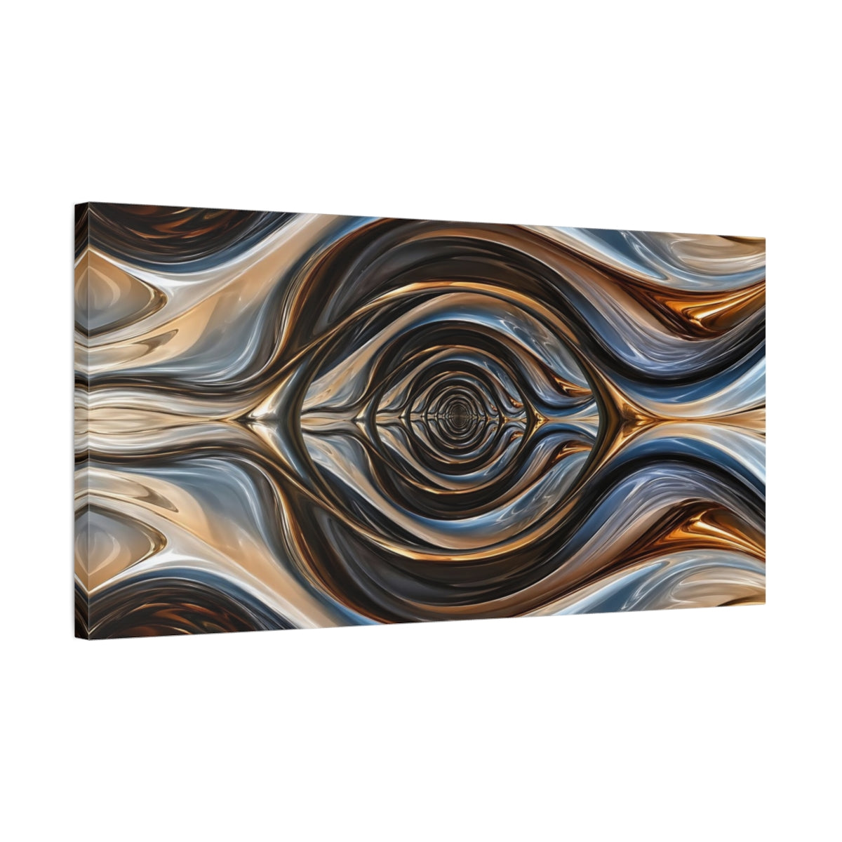 Side Mockup 1. Abstract Abstract Liquid Metallic Abstract Swirls shown as stretched canvas wall art