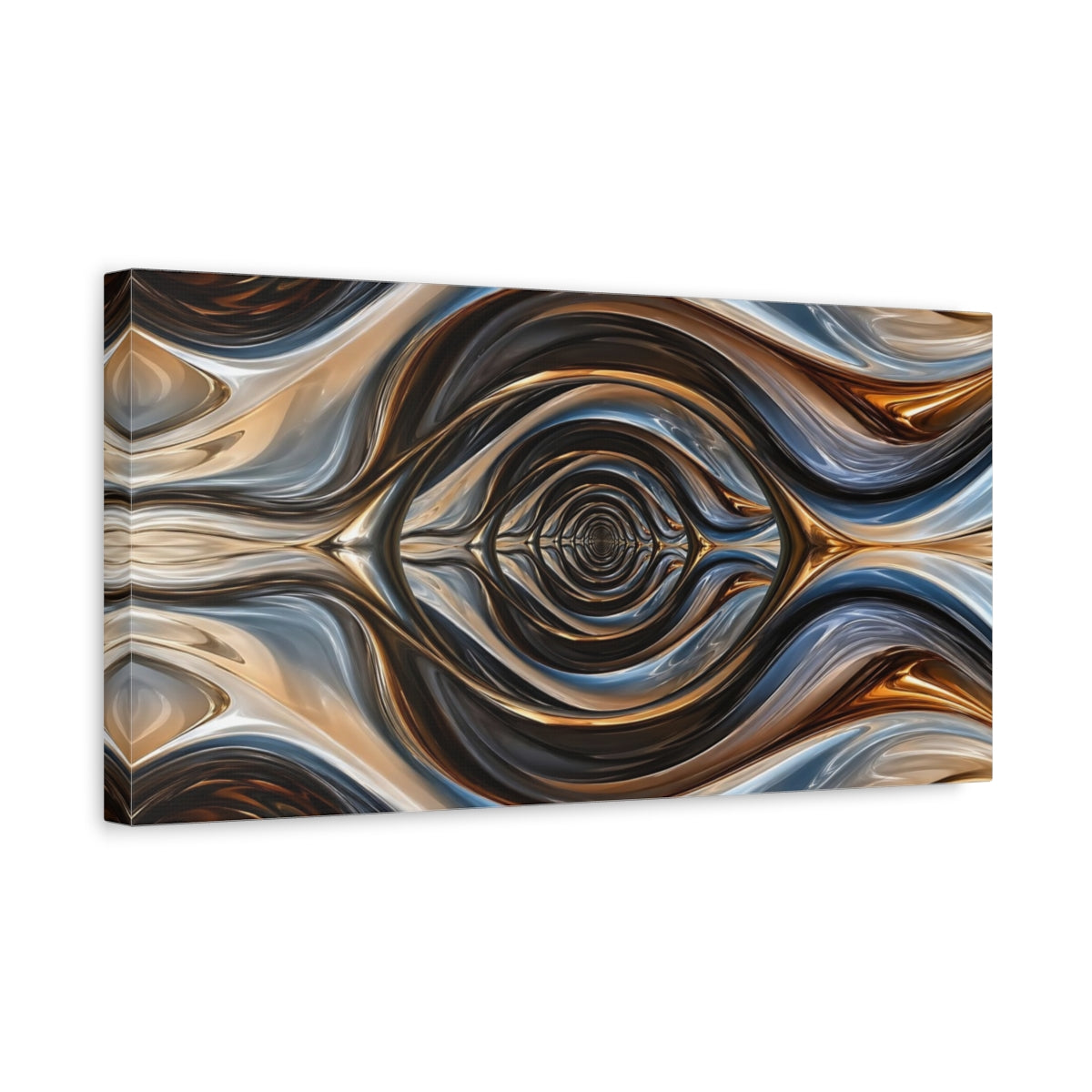 Side Mockup 3. Abstract Abstract Liquid Metallic Abstract Swirls shown as stretched canvas wall art