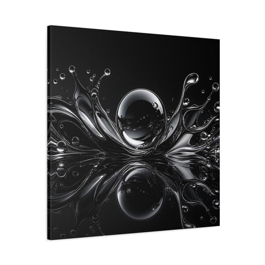 Main Mockup. Abstract Liquid Splash Monochrome Abstract shown as stretched canvas wall art
