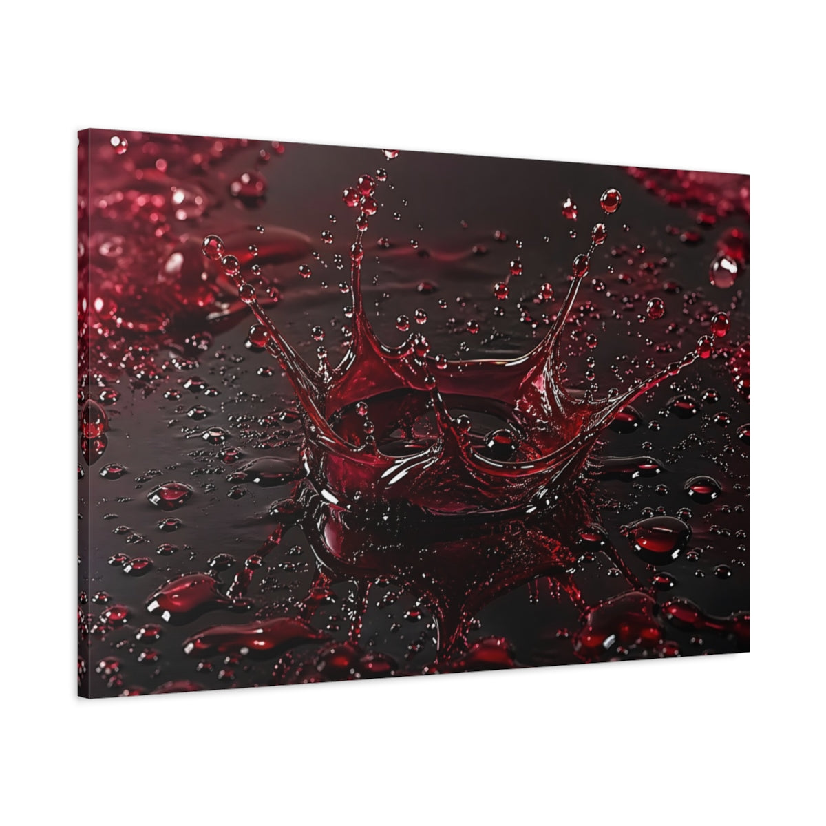 Main Mockup. Abstract Liquid Splash Red And Black shown as stretched canvas wall art