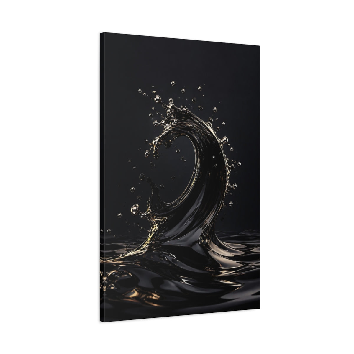 Main Mockup. Abstract Liquid Wave Black And Gold shown as stretched canvas wall art