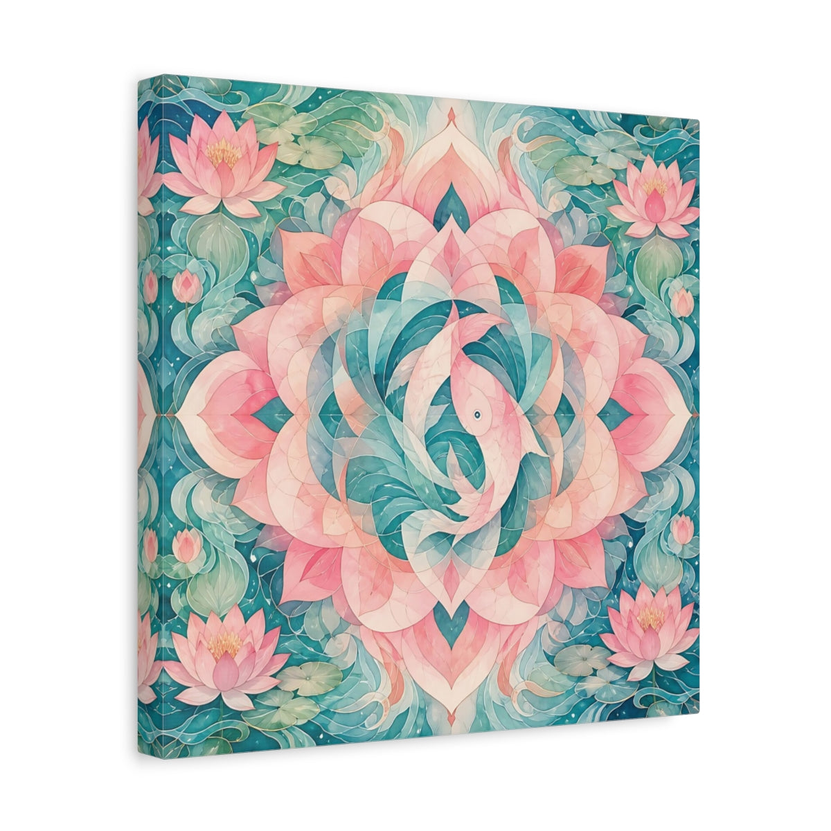 Side Mockup 7. Abstract Lotus Mandala shown as canvas print