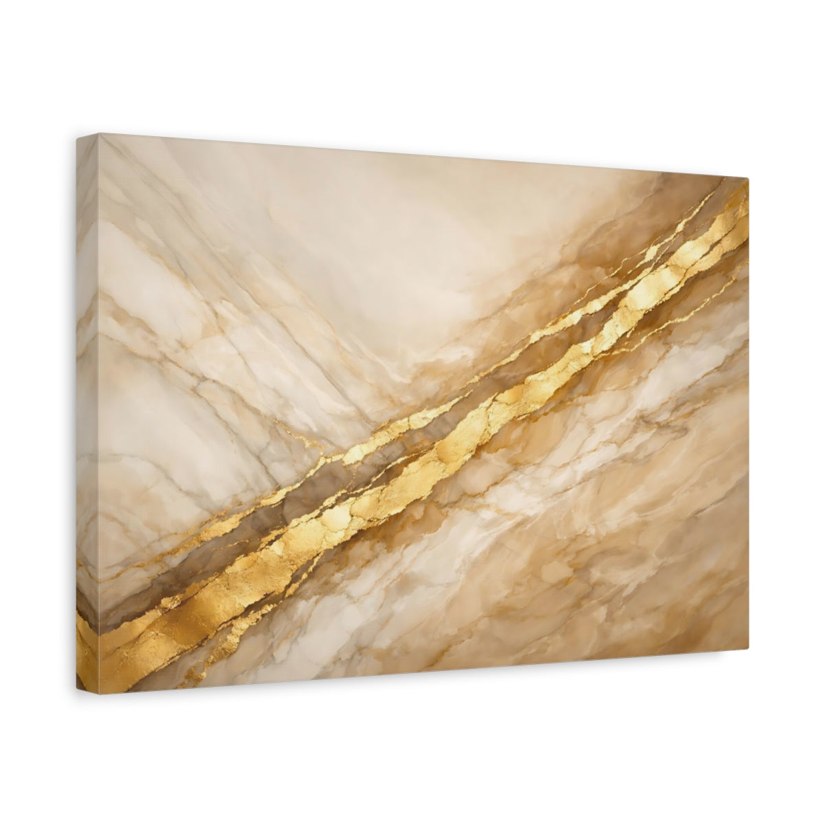 Side Mockup 4. Abstract Marble Gold Gold Marble shown as stretched canvas wall art