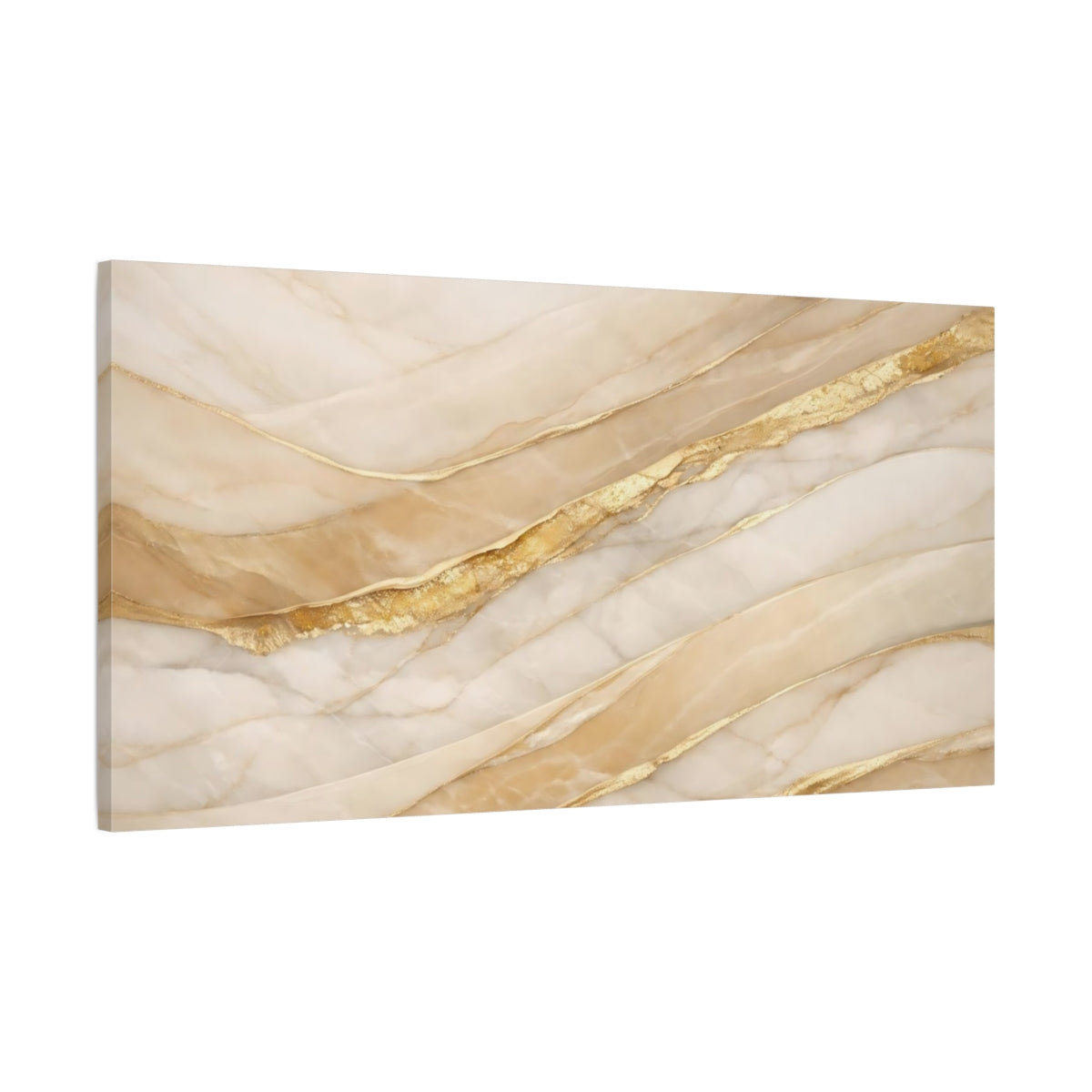 Side Mockup 1. Abstract Marble Texture Gold And White Marble shown as stretched canvas wall art