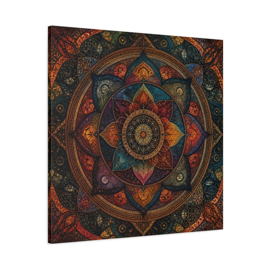 Main Mockup. Abstract Mandala Aura shown as canvas print