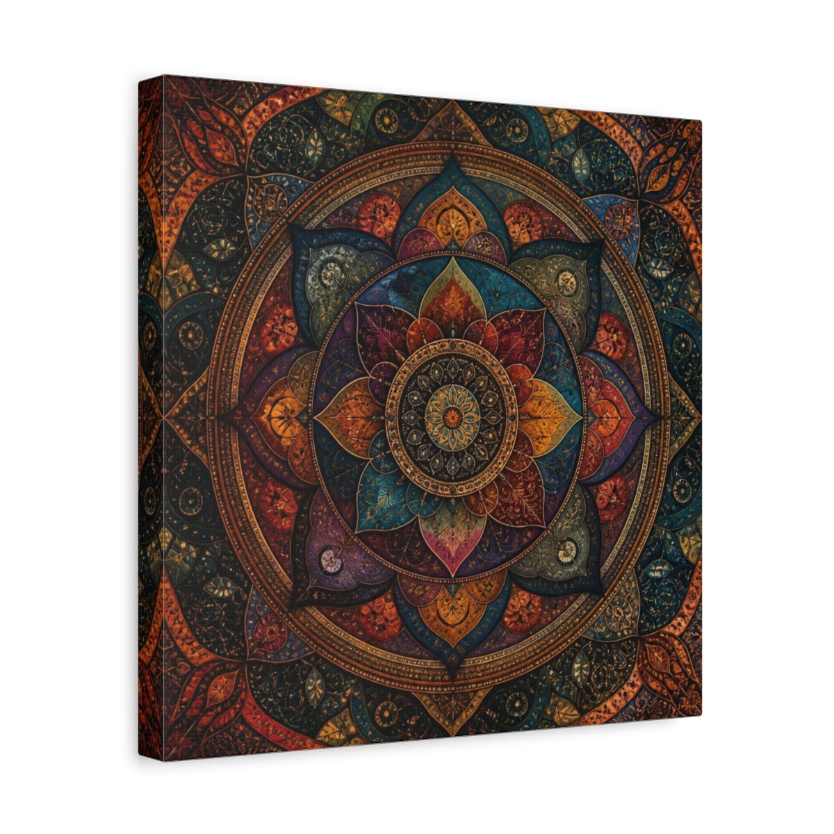 Side Mockup 7. Abstract Mandala Aura shown as canvas print