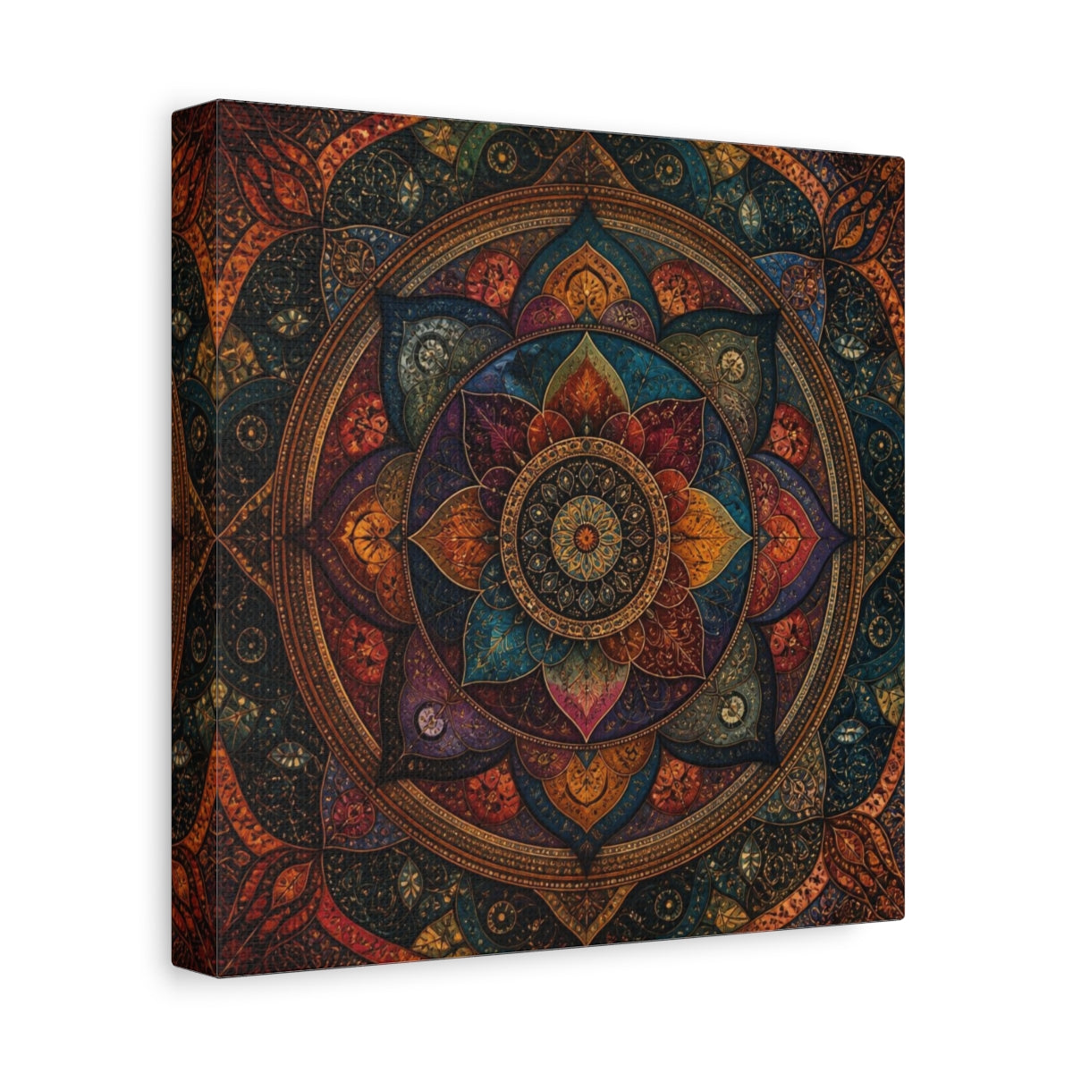 Side Mockup 9. Abstract Mandala Aura shown as canvas print