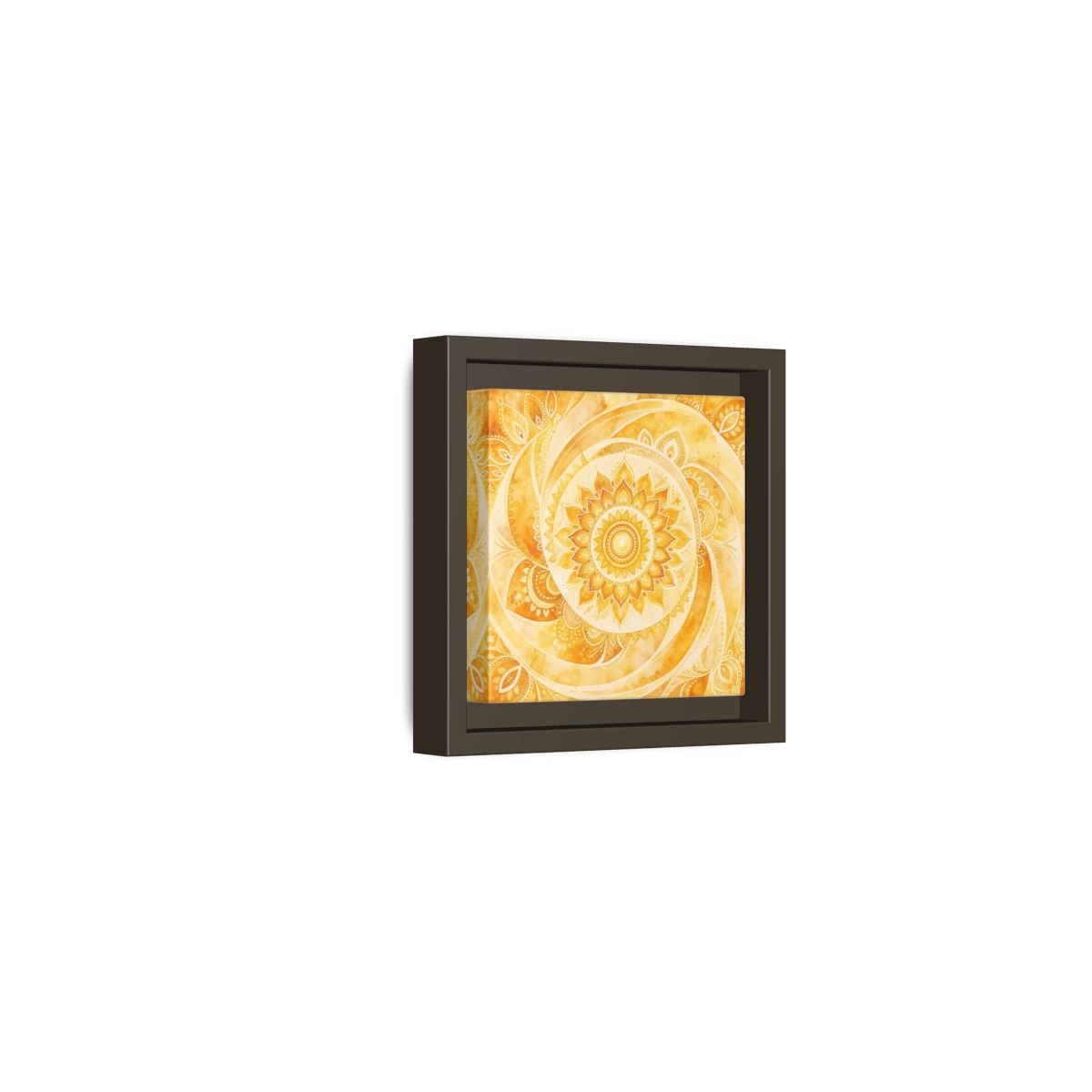 Abstract Mandala Golden Yellow Framed Canvas Print – Living Room, Above Couch - YesArtYes