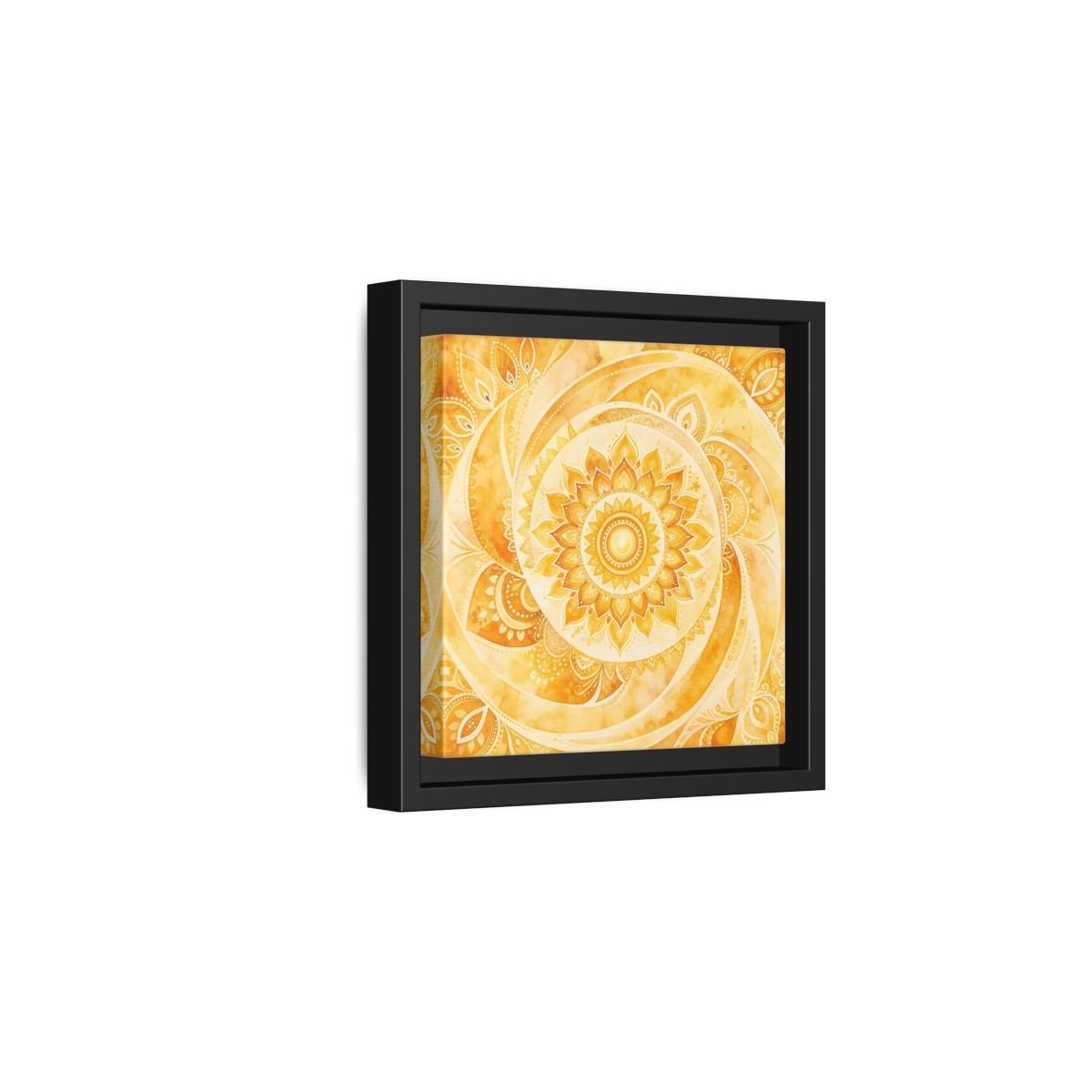 Abstract Mandala Golden Yellow Framed Canvas Print – Living Room, Above Couch - YesArtYes