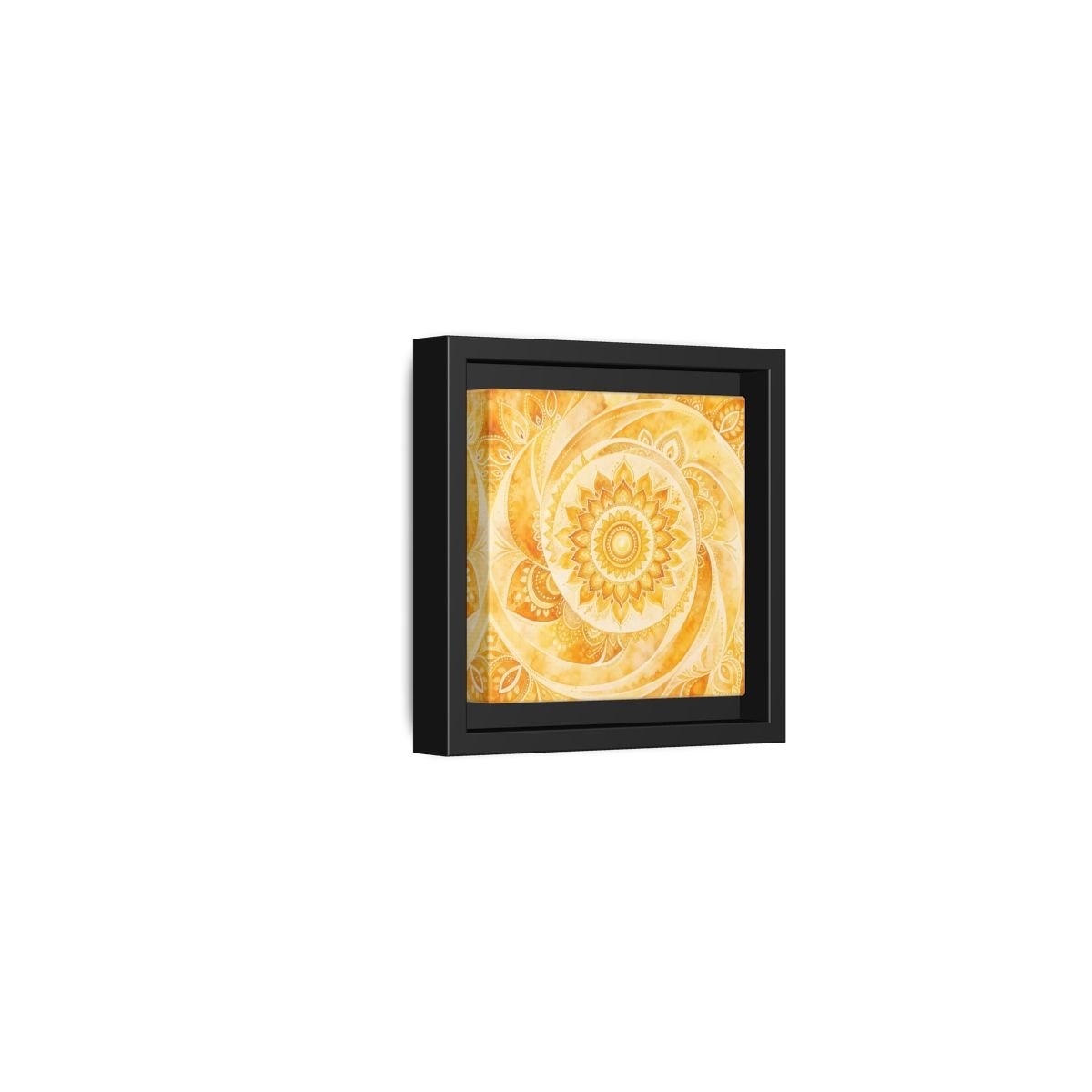Abstract Mandala Golden Yellow Framed Canvas Print – Living Room, Above Couch - YesArtYes