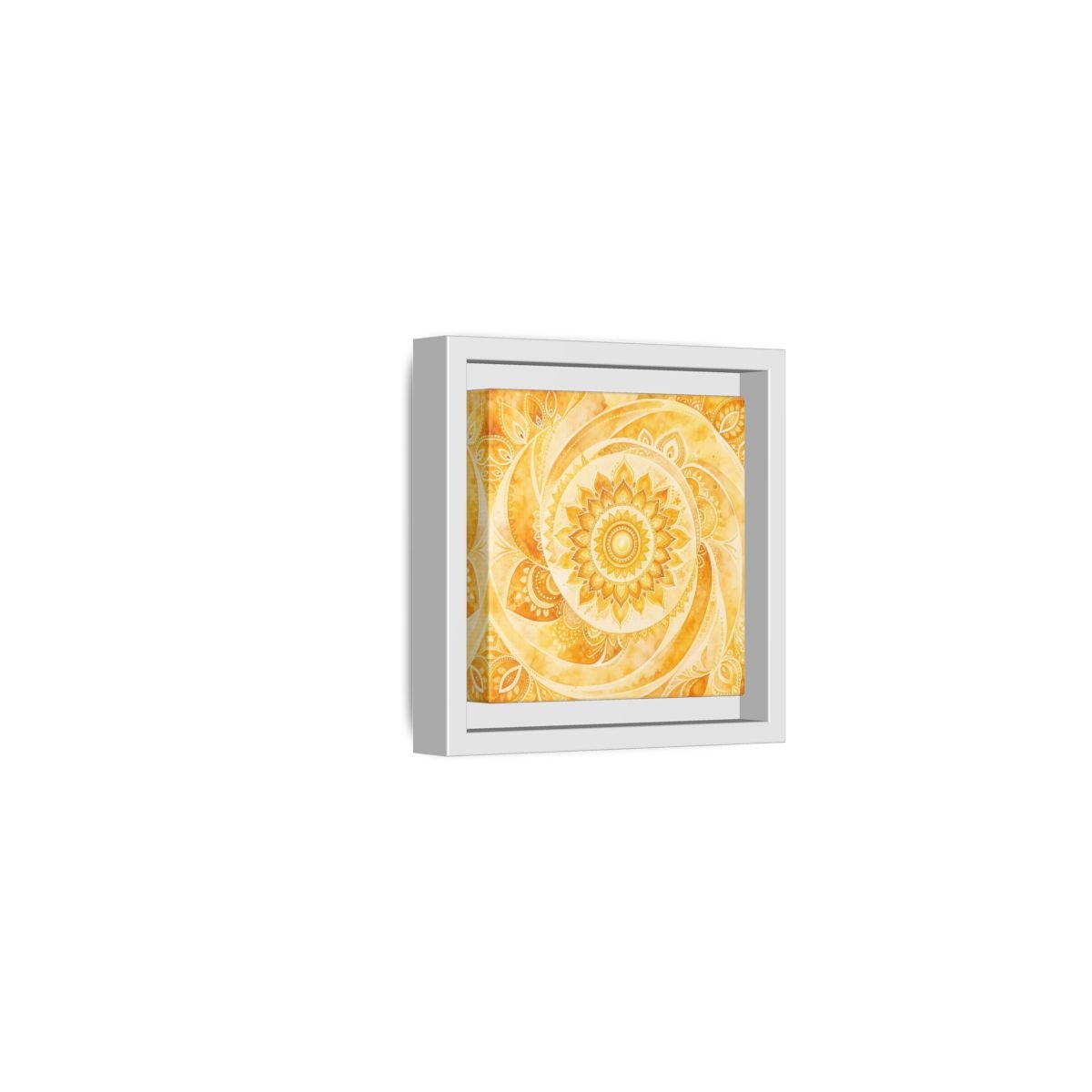 Abstract Mandala Golden Yellow Framed Canvas Print – Living Room, Above Couch - YesArtYes