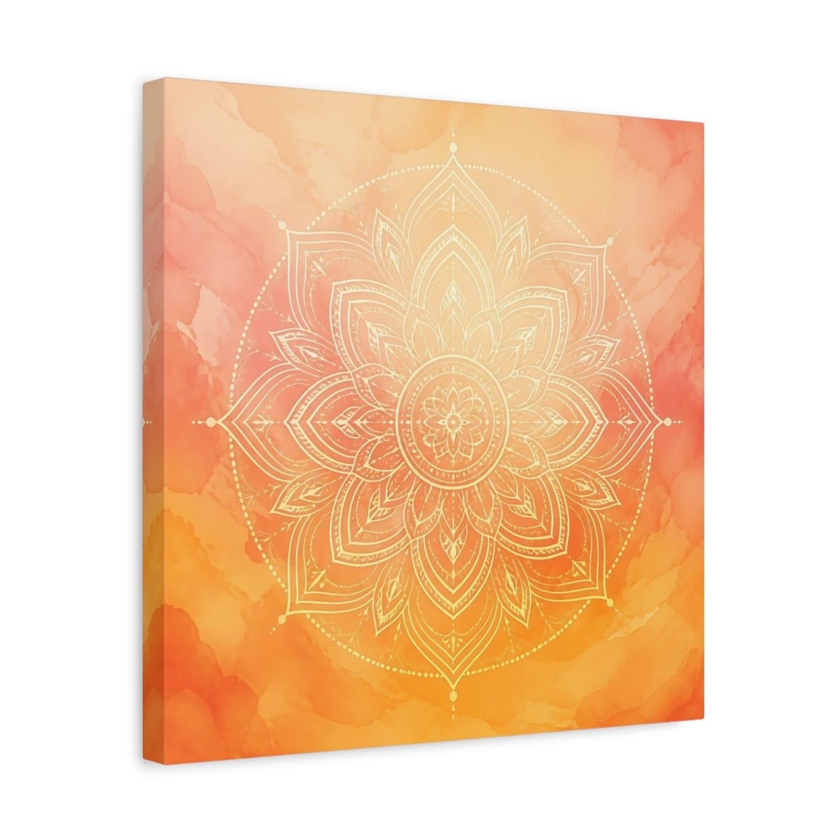 Abstract Mandala Orange Canvas Print Wall Art – Living Room Decor, Above Console Table - YesArtYes