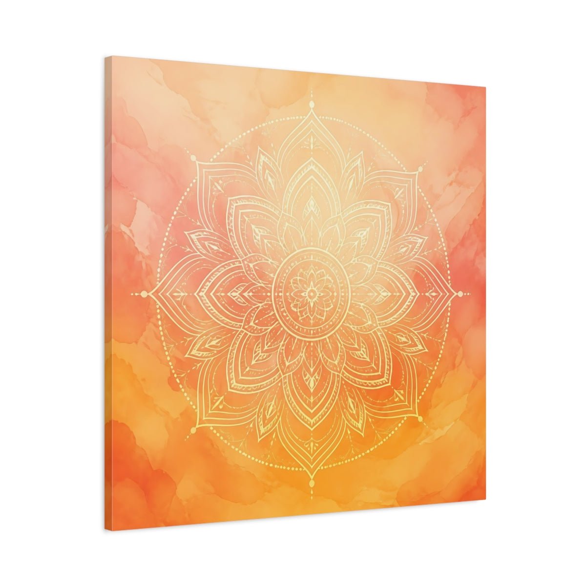 Abstract Mandala Orange Canvas Print Wall Art – Living Room Decor, Above Console Table - YesArtYes