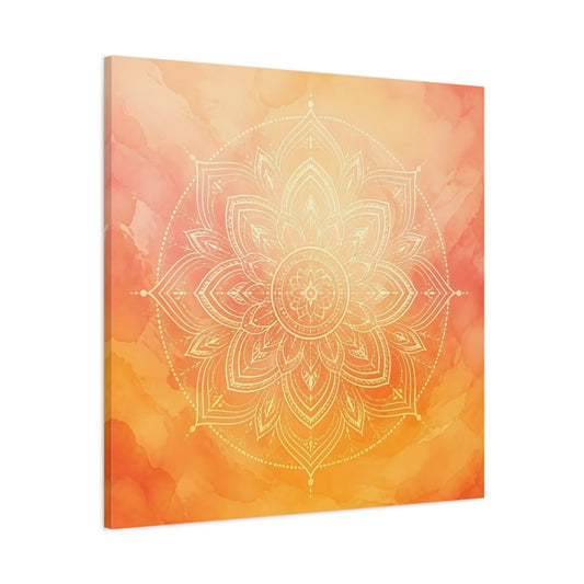 Abstract Mandala Orange Canvas Print Wall Art – Living Room Decor, Above Console Table - YesArtYes