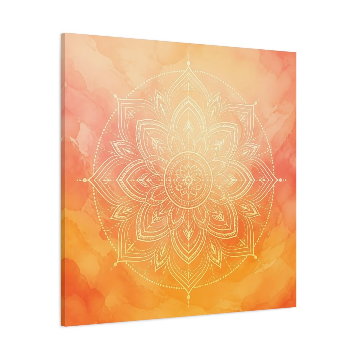 Abstract Mandala Orange Canvas Print Wall Art – Living Room Decor, Above Console Table - YesArtYes