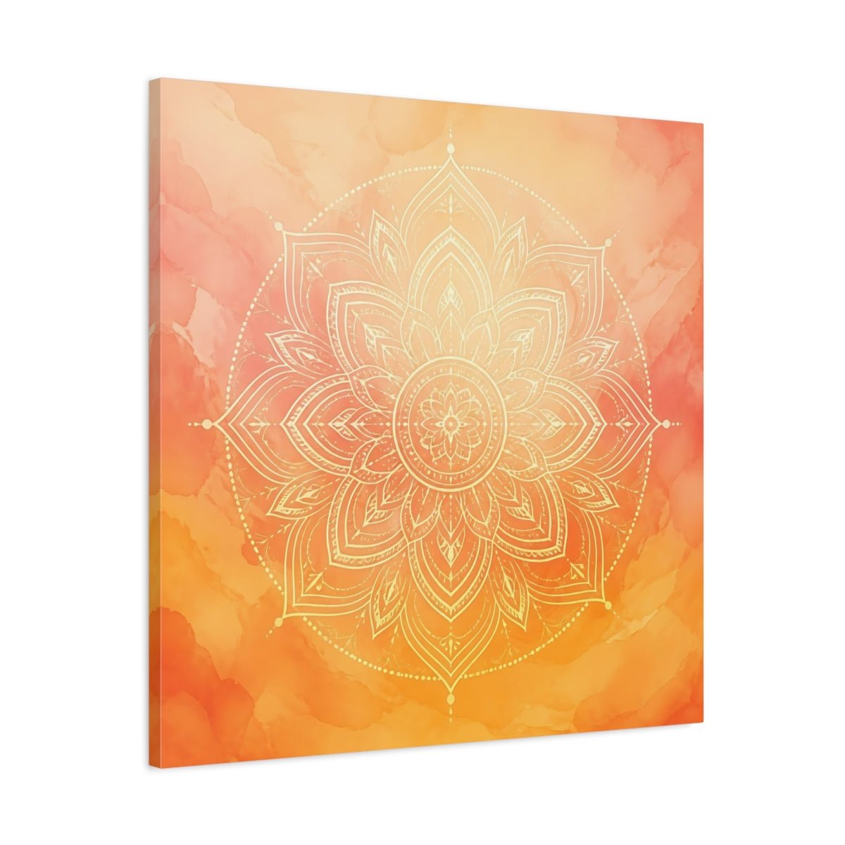 Abstract Mandala Orange Canvas Print Wall Art – Living Room Decor, Above Console Table - YesArtYes