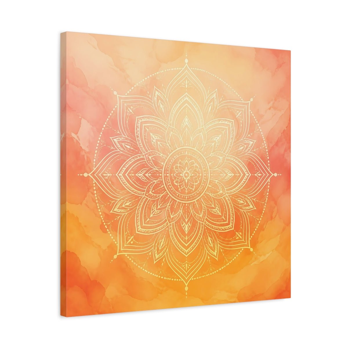 Abstract Mandala Orange Canvas Print Wall Art – Living Room Decor, Above Console Table - YesArtYes