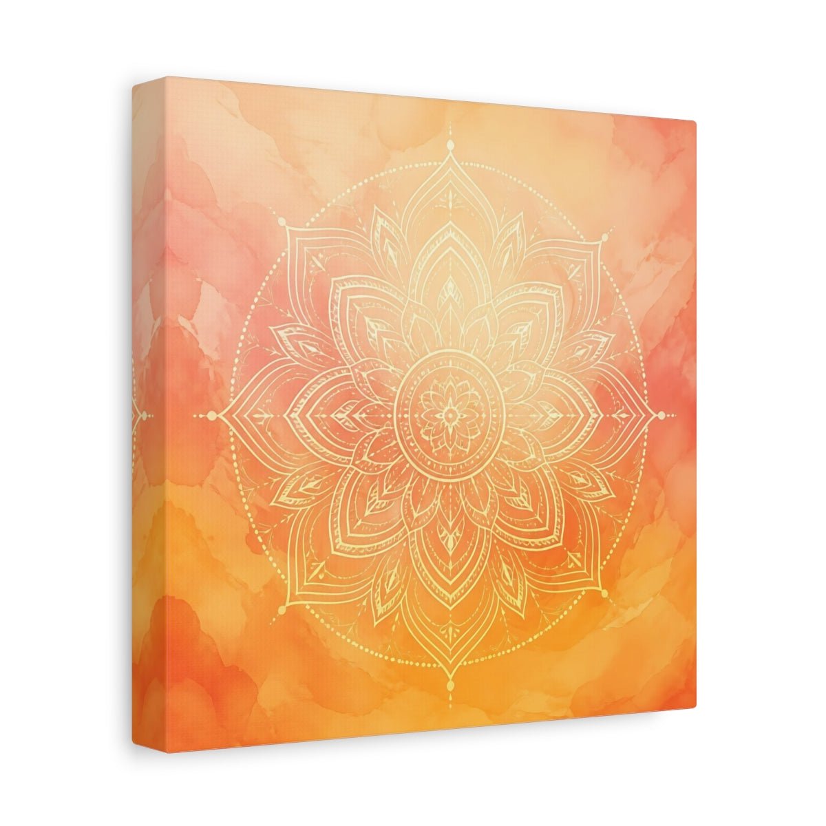 Abstract Mandala Orange Canvas Print Wall Art – Living Room Decor, Above Console Table - YesArtYes