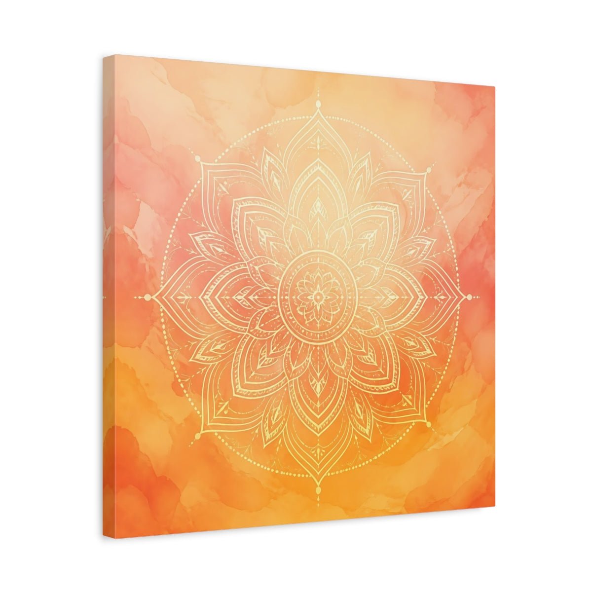 Abstract Mandala Orange Canvas Print Wall Art – Living Room Decor, Above Console Table - YesArtYes